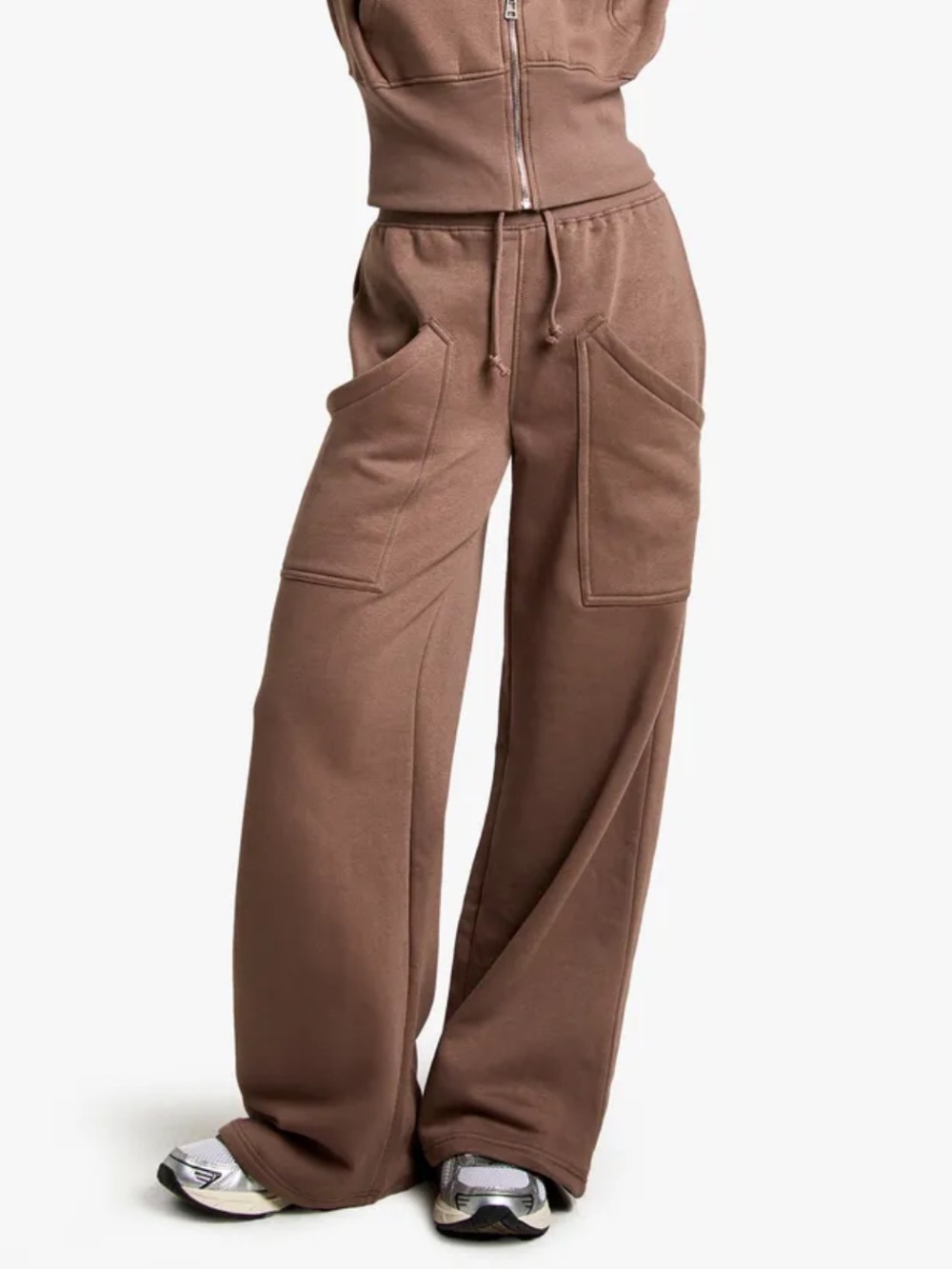 🤎🍂Boohoo Chocolate Brown Wide-Leg Drawstring Sweatpants